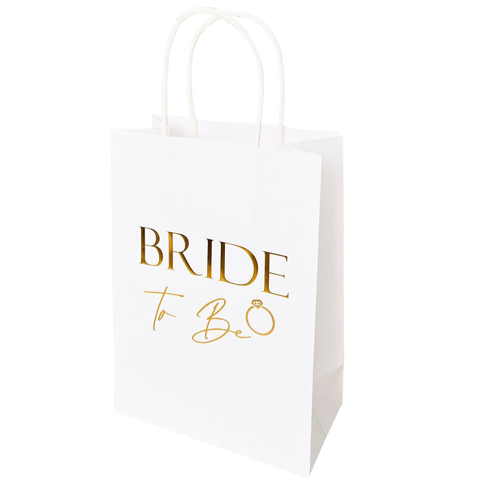 Bride to Be Paper Bag White with Gold Foil Text Hen Party Team Bride