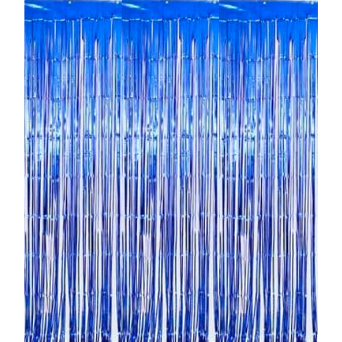 2m x 1m Royal Blue Foil Curtain King Charles Coronation Decoration
