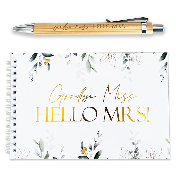 Hen Party Guestbook Goodbye Miss Hello Mrs Botanical themed
