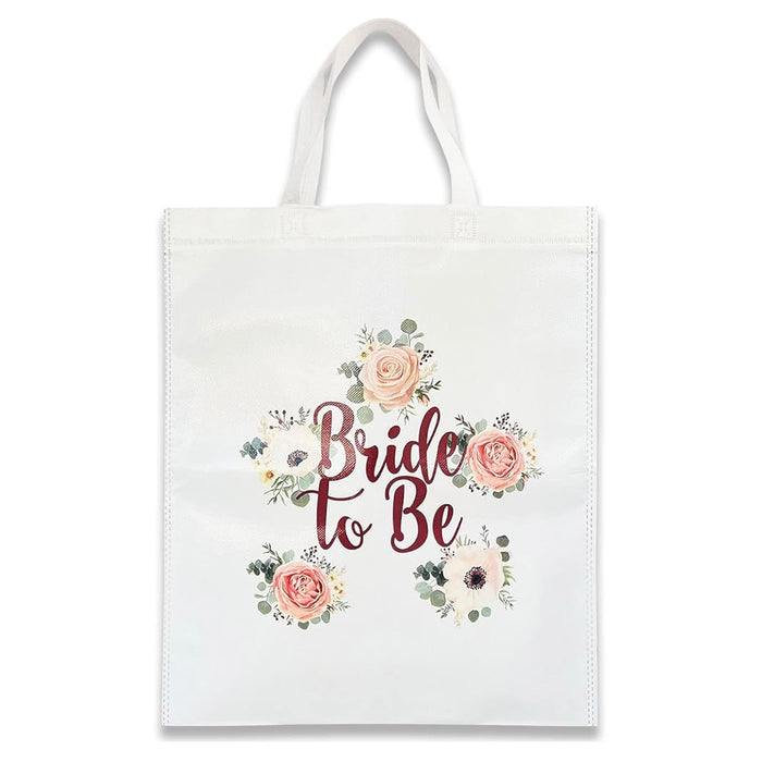 Bride to Be Tote Bag White Floral Rose Gold