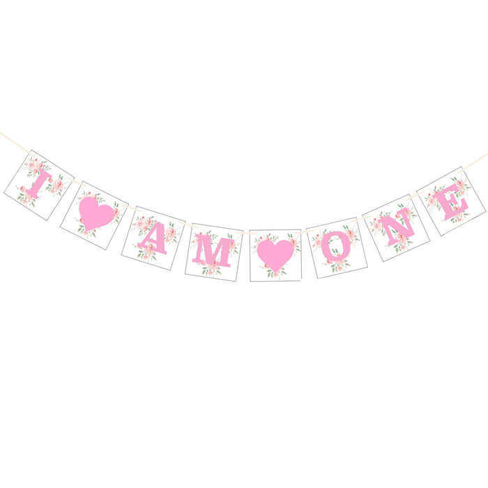 1st Birthday Banner Pink Floral Girls