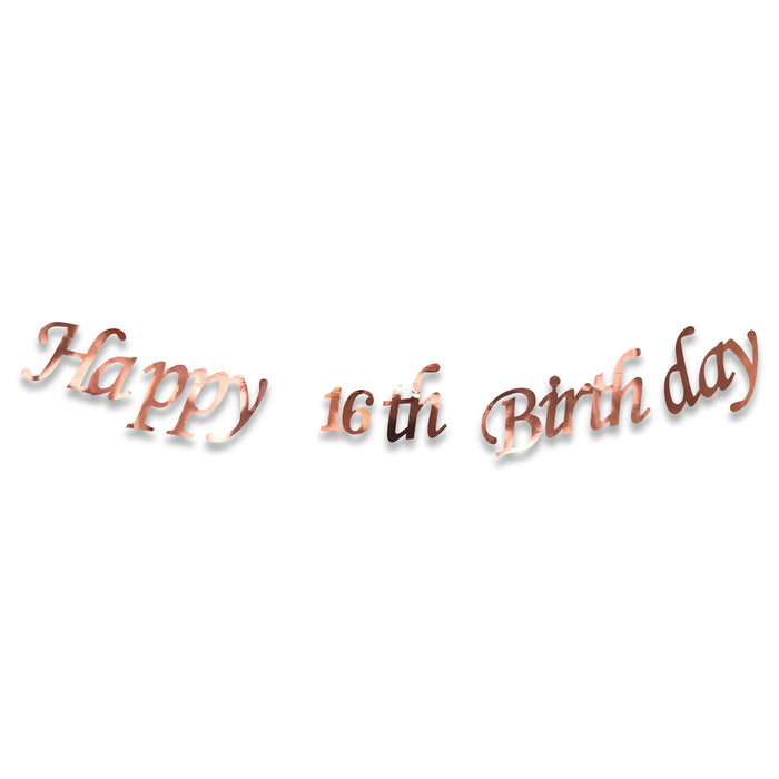 Rose Gold Happy Birthday Foil Banner Ages 13-70