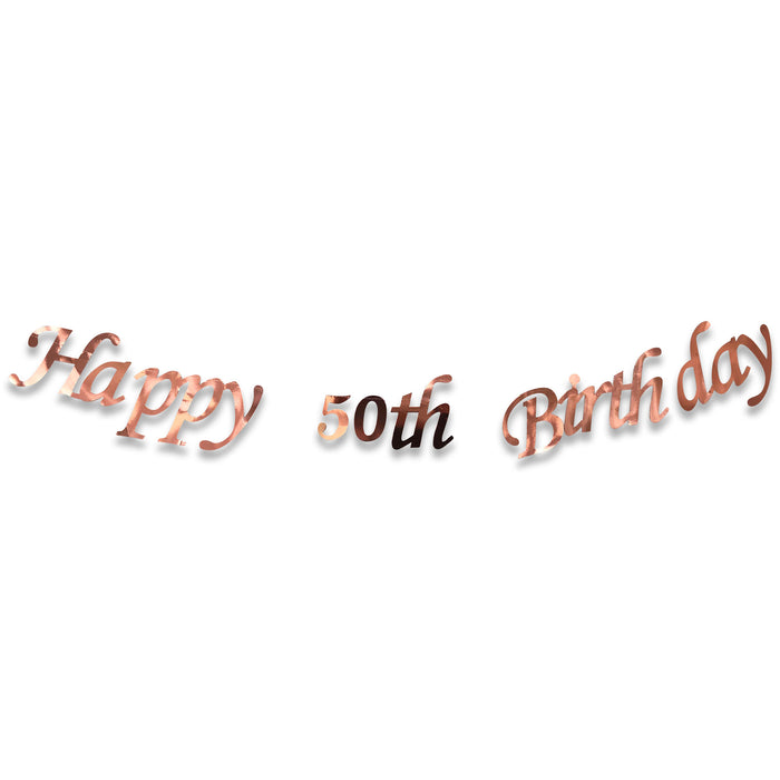 Rose Gold Happy Birthday Foil Banner Ages 13-70