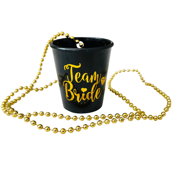 Pack of 6 Team Bride Shot Glass Black and Gold