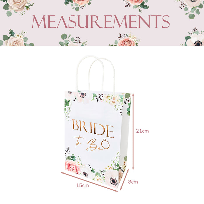 Bride to Be Paper Bag White Floral with Rose Gold Foil Text Hen Party Team Bride