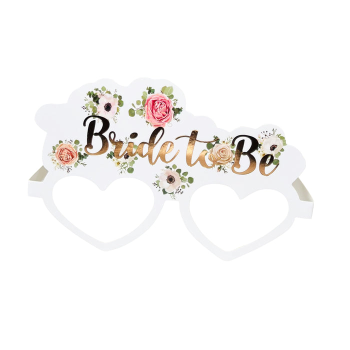 8 Pink Floral Team Bride Hen Party Card Glasses and 1x Bride to Be