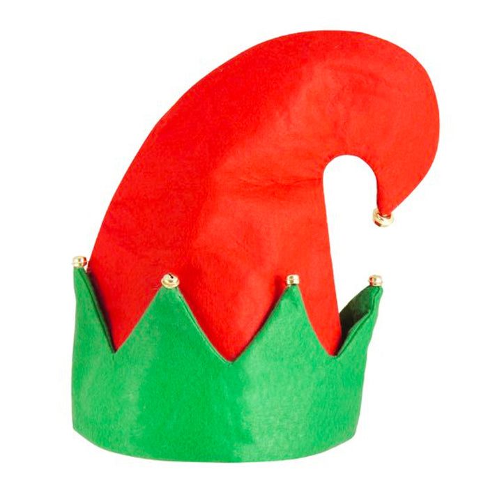 Red and Green Elf Hat with Bells