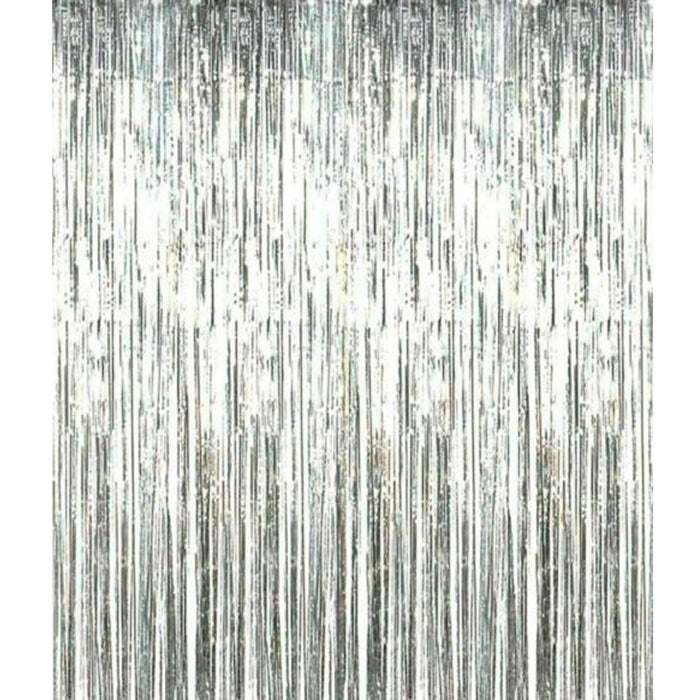 2m x 1m Silver Foil Curtain King Charles Coronation Decoration