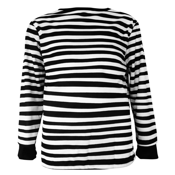 Childrens Kids Boys Girls Black and White Striped T Shirt Fancy Dress Costume 7-12 Years