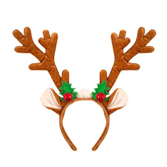 Reindeer Antlers Headband with Hollys and Bells