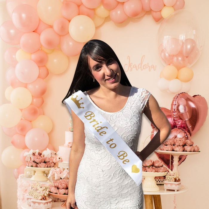 Pack of 14 Team Bride White and Gold Sashes and 1 Bride to Be Sash White and Gold