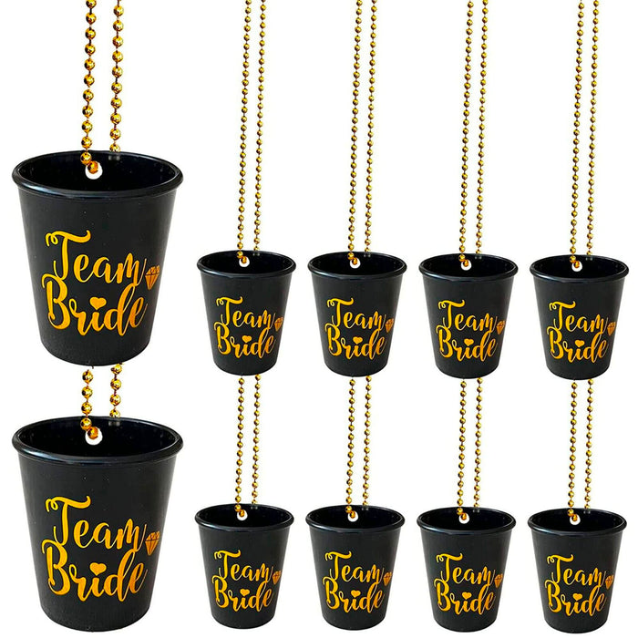 Pack of 12 Team Bride Shot Glass Black and Gold