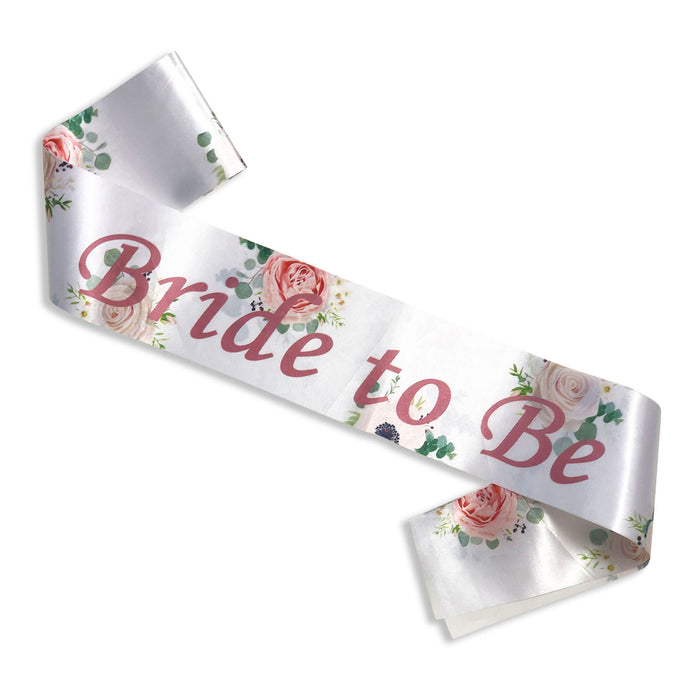 Bride to Be Sash White Floral for Hen Party