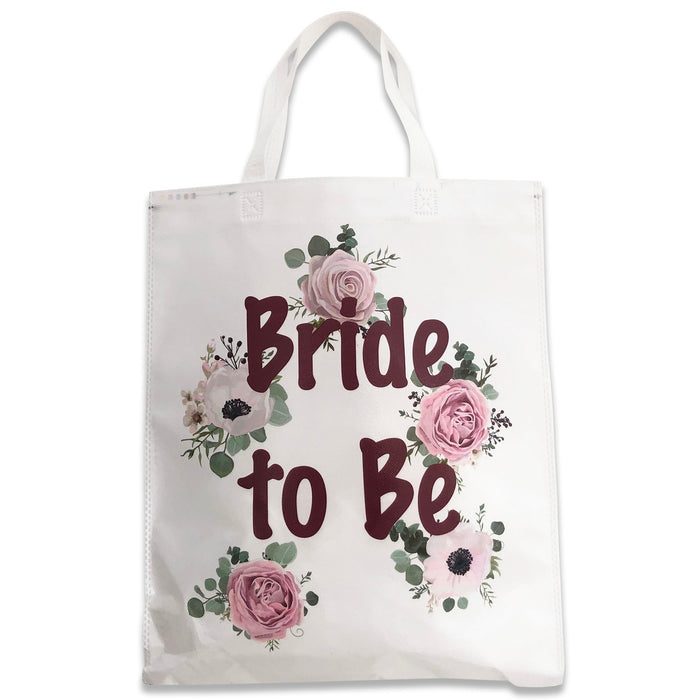 Bride to Be Tote Bag White Floral Rose Gold