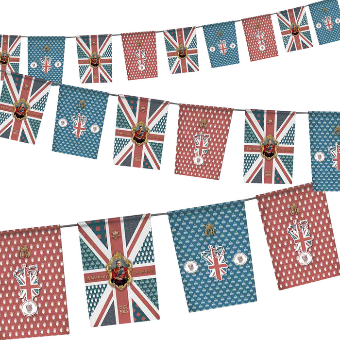 3m King Charles Coronation Large Vintage Portrait Bunting Flags
