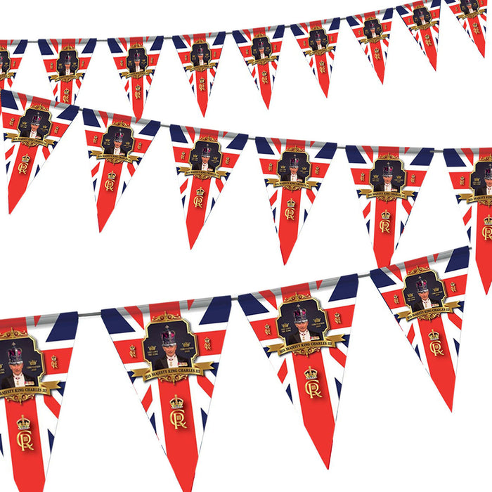 6m King Charles Coronation Small Triangle Bunting Flags