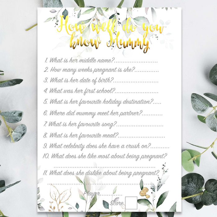 Pack of 12 How well do you know Mummy Cards Neutral Botanical Floral