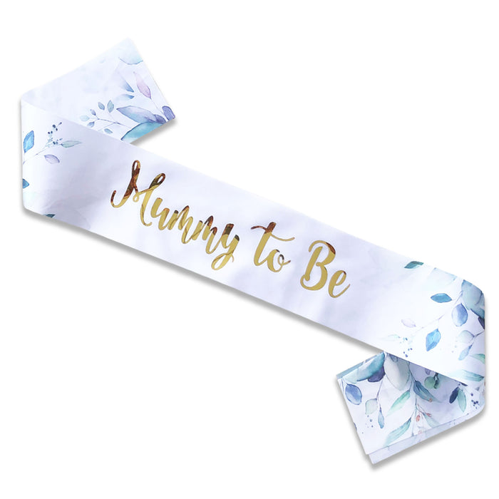 Baby Shower Sash Mummy to Be Daddy Nanny Auntie Sister Neutral Unisex Botanical Sage Green