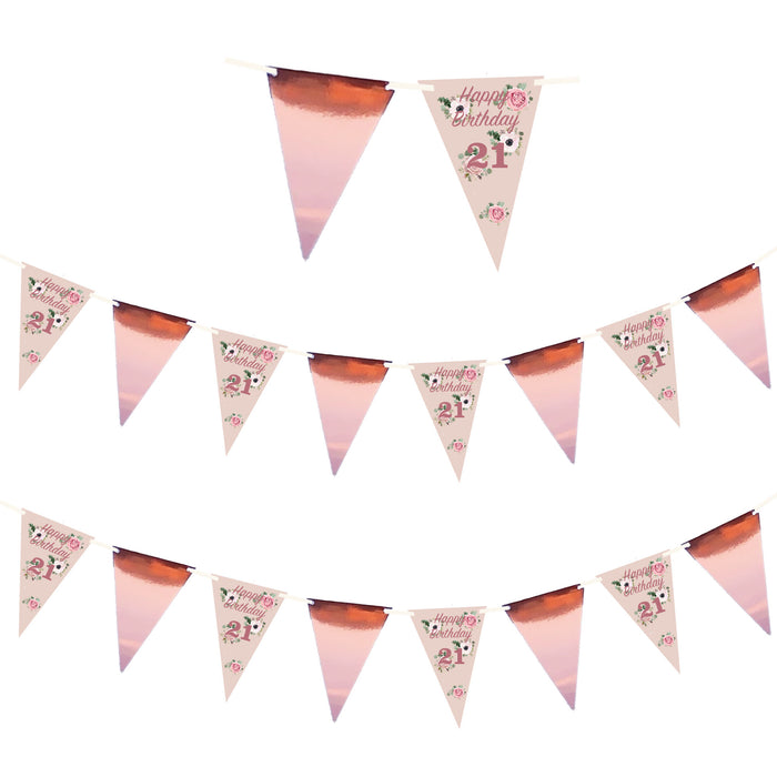 Rose Gold Birthday Bunting 16 Flags