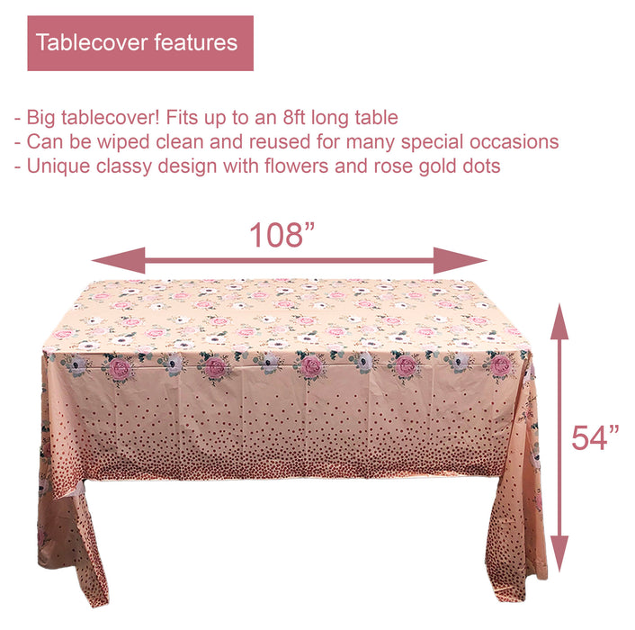 Rose Gold Floral Tablecover Tablecloth