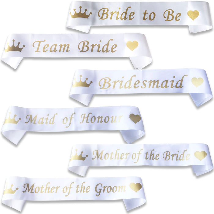 Hen Party Sashes White and Gold