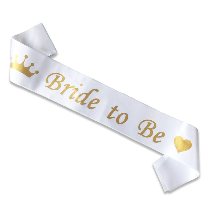 Bride to Be Sash White and Gold for Hen Party