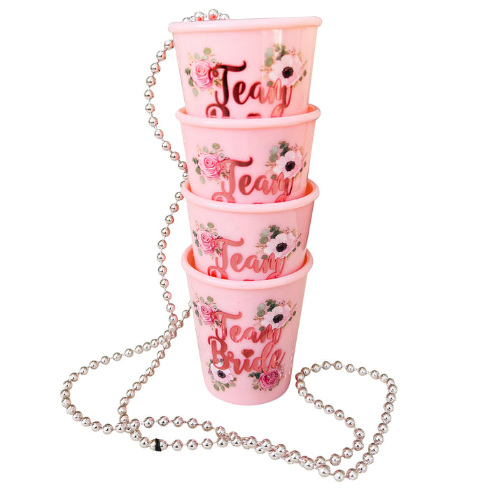 Pack of 12 Team Bride Shot Glasses on Necklaces and 1 Bride to Be