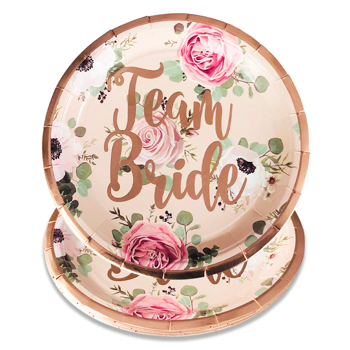Hen Party Tableware Set for 8 Guests (Cups, Plates, Napkins and Straws) Team Bride
