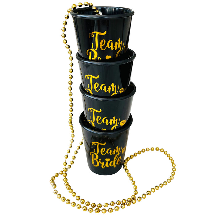 Pack of 12 Team Bride Shot Glass Black and Gold and 1 Bride to Be