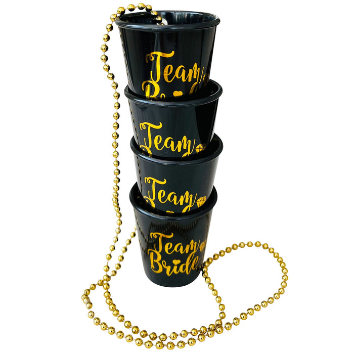 Pack of 6 Team Bride Shot Glass Black and Gold and 1 Bride to Be
