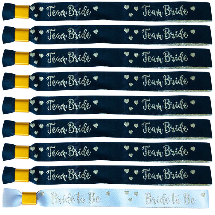16 Black and Gold Team Bride Hen Party Wristbands and 1 Bride to Be Wristband