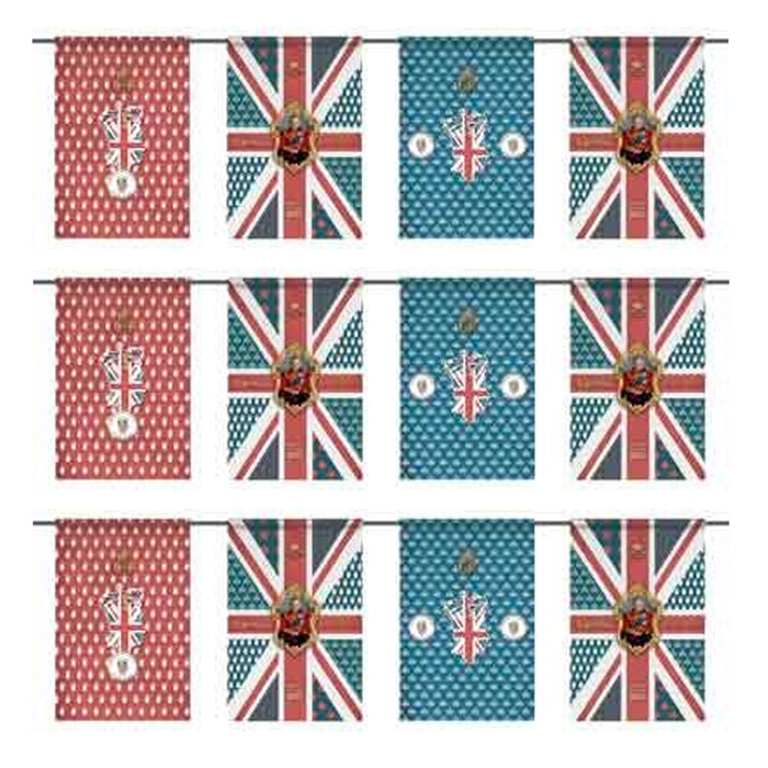 3m King Charles Coronation Large Vintage Portrait Bunting Flags